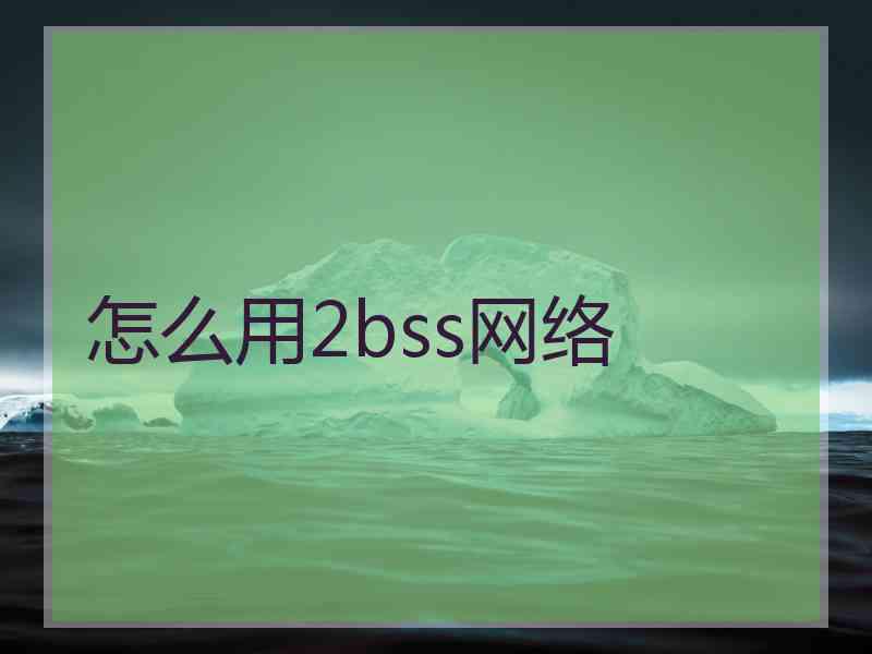怎么用2bss网络